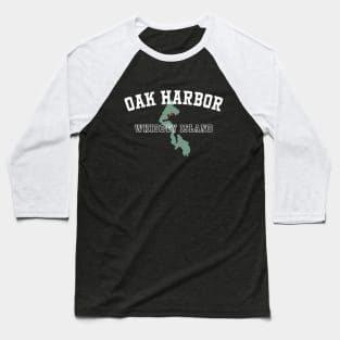 Oak Harbor, Whidbey Island WA Island Silhouette PNW Souvenir Baseball T-Shirt